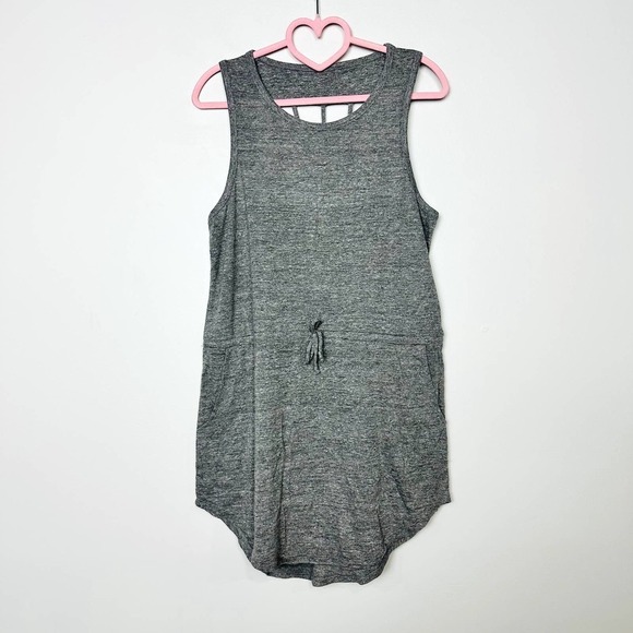 Chaser NWT Scoopneck Triblend Knot Back Sleeveless Shirttail Dress Gray Medium - Picture 1 of 5